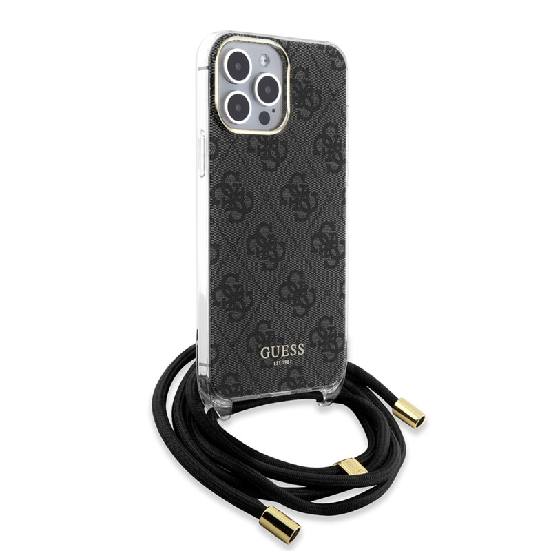 Husa Guess Crossbody Cord 4G Print iPhone 15 Pro Max, negru, GUHCP15XHC4SEK