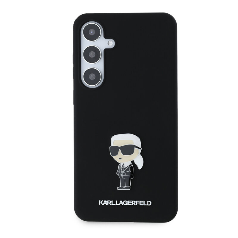 Husa Karl Lagerfeld Samsung Galaxy S24 Plus Silicone, Ikonik Metal Pin, negru, KLHCS24MSMHKNPK