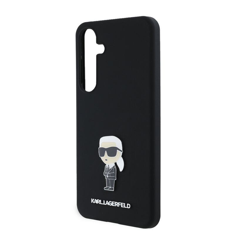 Husa Karl Lagerfeld Samsung Galaxy S24 Plus Silicone, Ikonik Metal Pin, negru, KLHCS24MSMHKNPK
