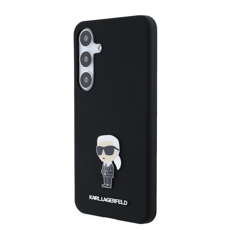 Husa Karl Lagerfeld Samsung Galaxy S24 Plus Silicone, Ikonik Metal Pin, negru, KLHCS24MSMHKNPK