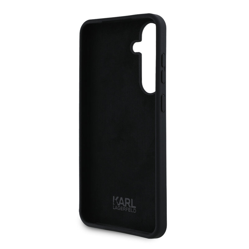 Husa Karl Lagerfeld Samsung Galaxy S24 Plus Silicone, Ikonik Metal Pin, negru, KLHCS24MSMHKNPK