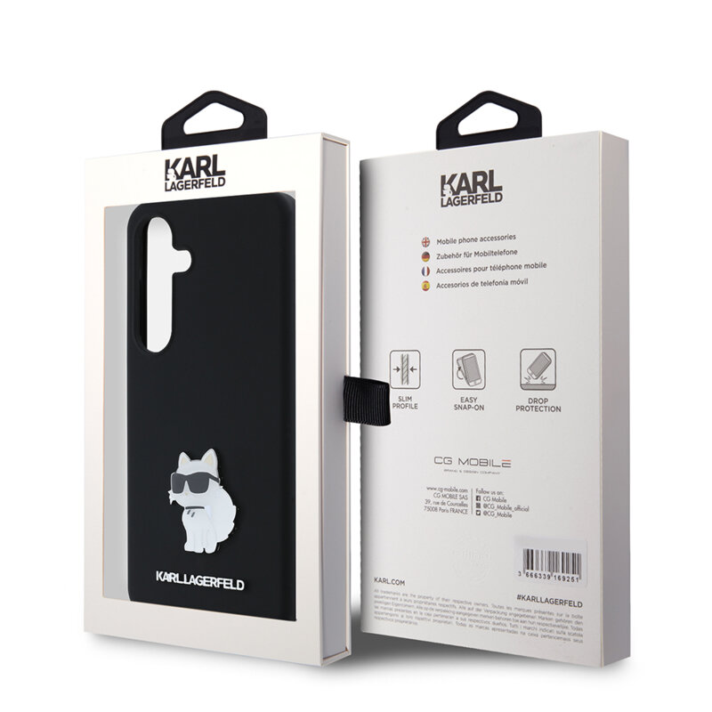 Husa Karl Lagerfeld Samsung Galaxy S24 Silicone, Choupette, negru, KLHCS24SSMHCNPK