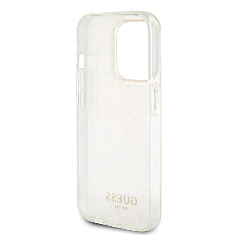 Husa Guess Hardcase IML Faceted Mirror Disco Iridescent iPhone 15 Pro, roz, GUHCP15LHDECMP