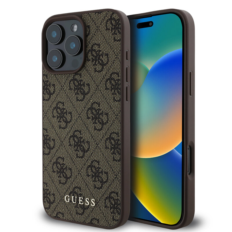 Husa originala Guess iPhone 16 Pro Hardcase 4G Classic, maro, GUHCP16LG4GFBR