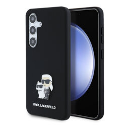 Husa Karl Lagerfeld Samsung Galaxy S24 Silicone, Karl&Choupette Metal Pin, negru, KLHCS24SSMHKCNPK