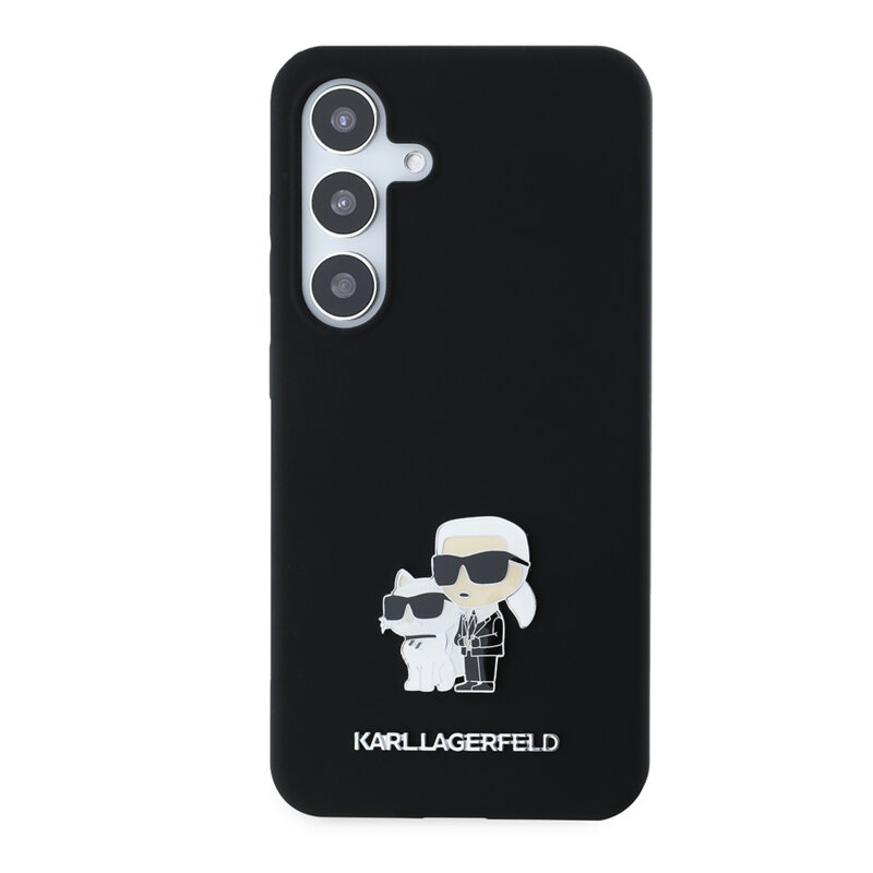 Husa Karl Lagerfeld Samsung Galaxy S24 Silicone, Karl&Choupette Metal Pin, negru, KLHCS24SSMHKCNPK