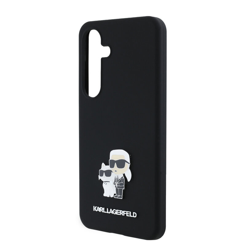 Husa Karl Lagerfeld Samsung Galaxy S24 Silicone, Karl&Choupette Metal Pin, negru, KLHCS24SSMHKCNPK