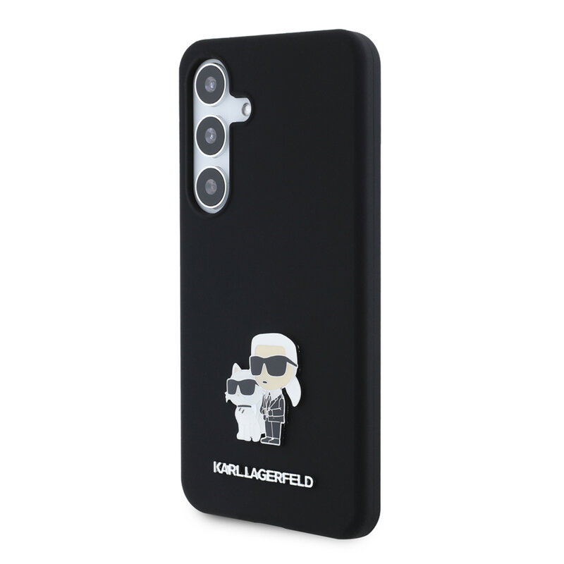 Husa Karl Lagerfeld Samsung Galaxy S24 Silicone, Karl&Choupette Metal Pin, negru, KLHCS24SSMHKCNPK