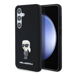 Husa Karl Lagerfeld Samsung Galaxy S24 Silicone, Ikonik Metal Pin, negru, KLHCS24SSMHKNPK