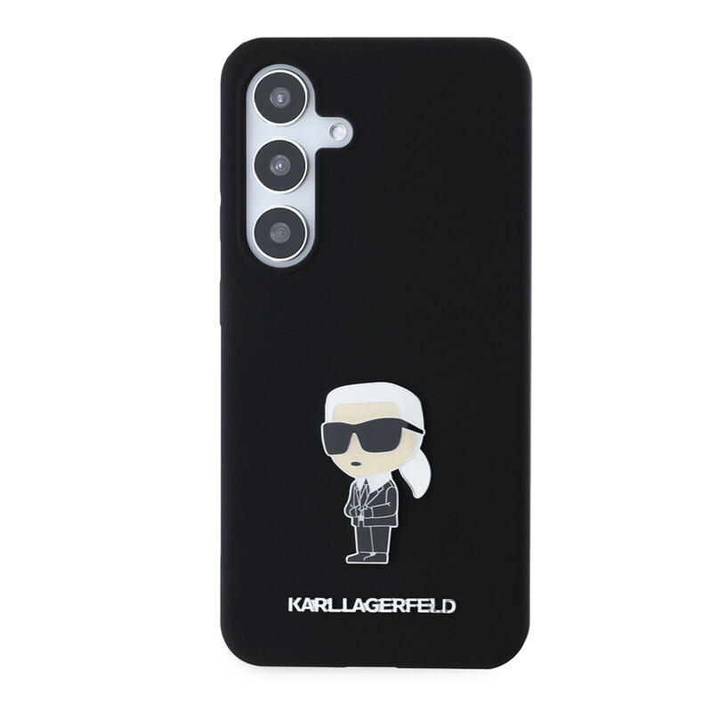 Husa Karl Lagerfeld Samsung Galaxy S24 Silicone, Ikonik Metal Pin, negru, KLHCS24SSMHKNPK