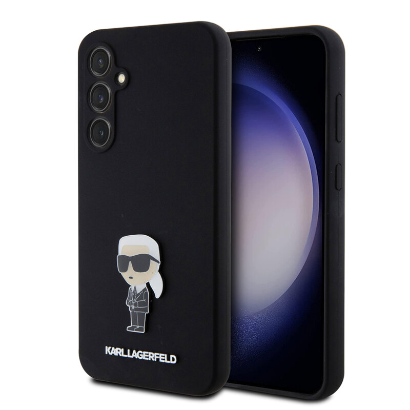 Husa Karl Lagerfeld Samsung Galaxy S23 FE Silicone, Ikonik Metal Pin, negru, KLHCS23FEMHKNPK
