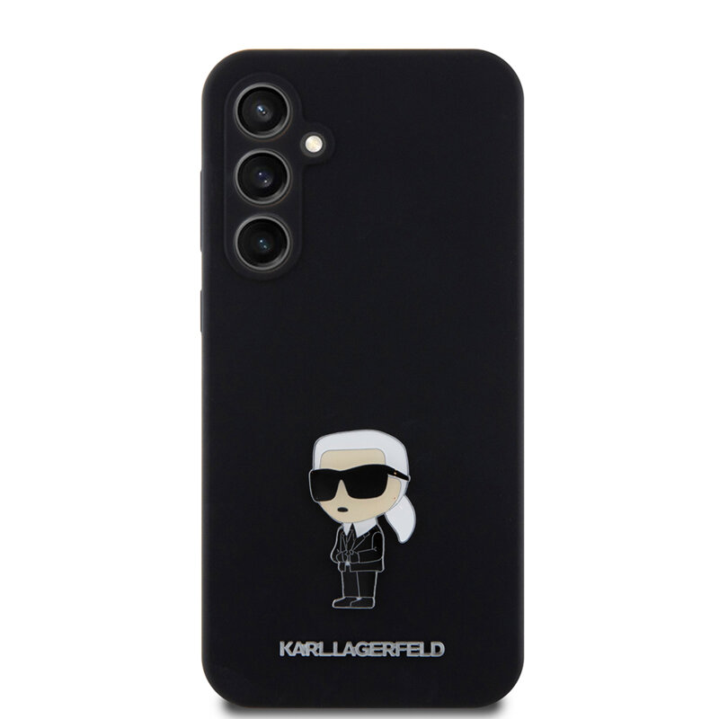 Husa Karl Lagerfeld Samsung Galaxy S23 FE Silicone, Ikonik Metal Pin, negru, KLHCS23FEMHKNPK