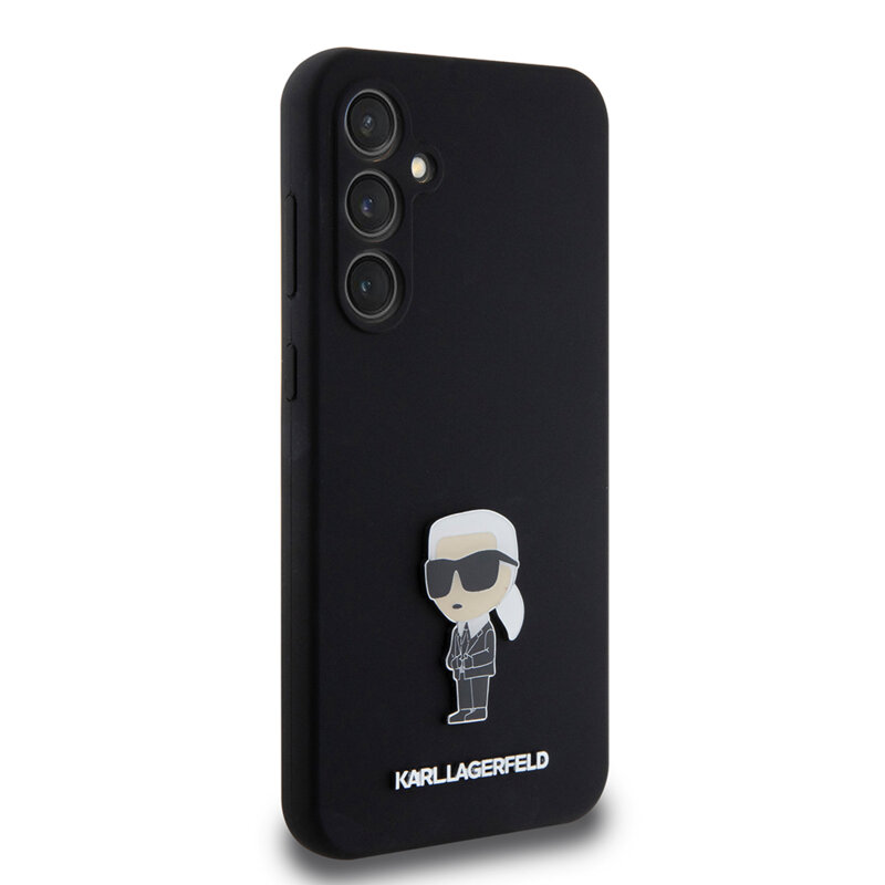 Husa Karl Lagerfeld Samsung Galaxy S23 FE Silicone, Ikonik Metal Pin, negru, KLHCS23FEMHKNPK