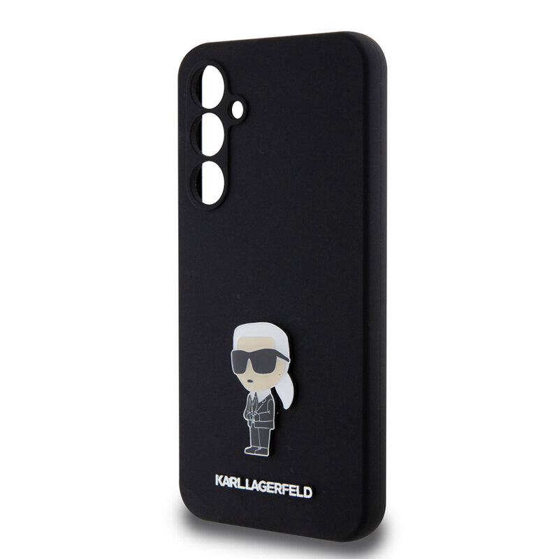 Husa Karl Lagerfeld Samsung Galaxy S23 FE Silicone, Ikonik Metal Pin, negru, KLHCS23FEMHKNPK
