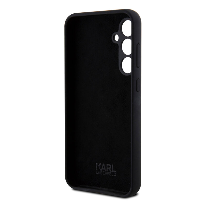 Husa Karl Lagerfeld Samsung Galaxy S23 FE Silicone, Ikonik Metal Pin, negru, KLHCS23FEMHKNPK