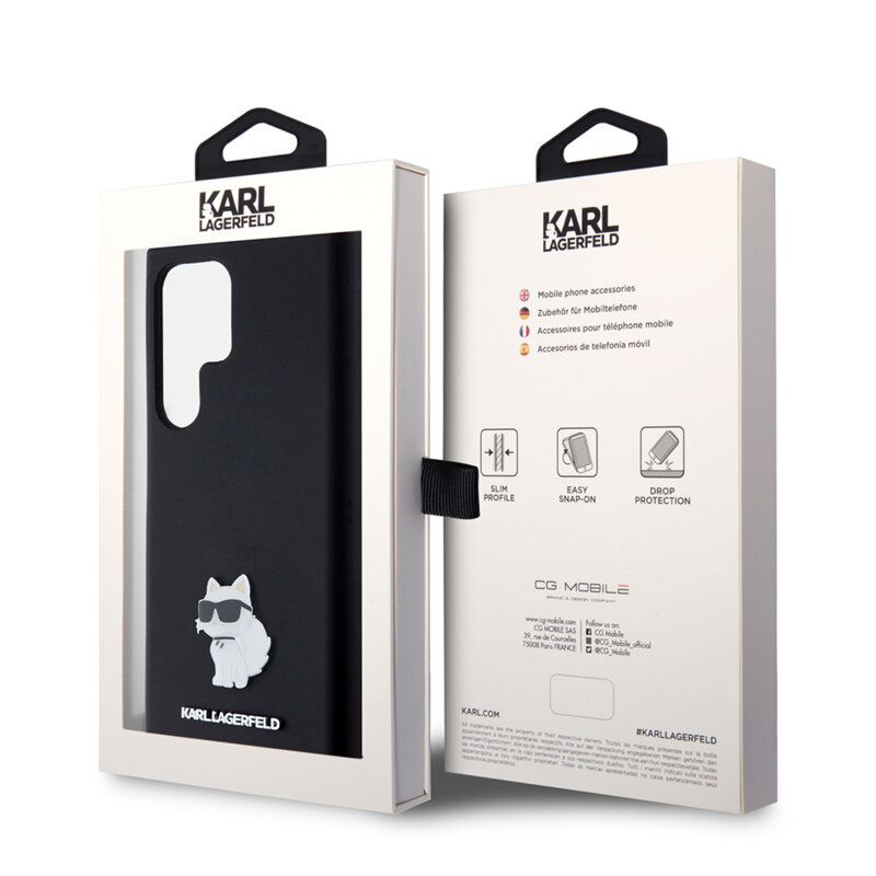 Husa Karl Lagerfeld Samsung Galaxy S23 Ultra Silicone, Choupette, negru, KLHCS23LSMHCNPK