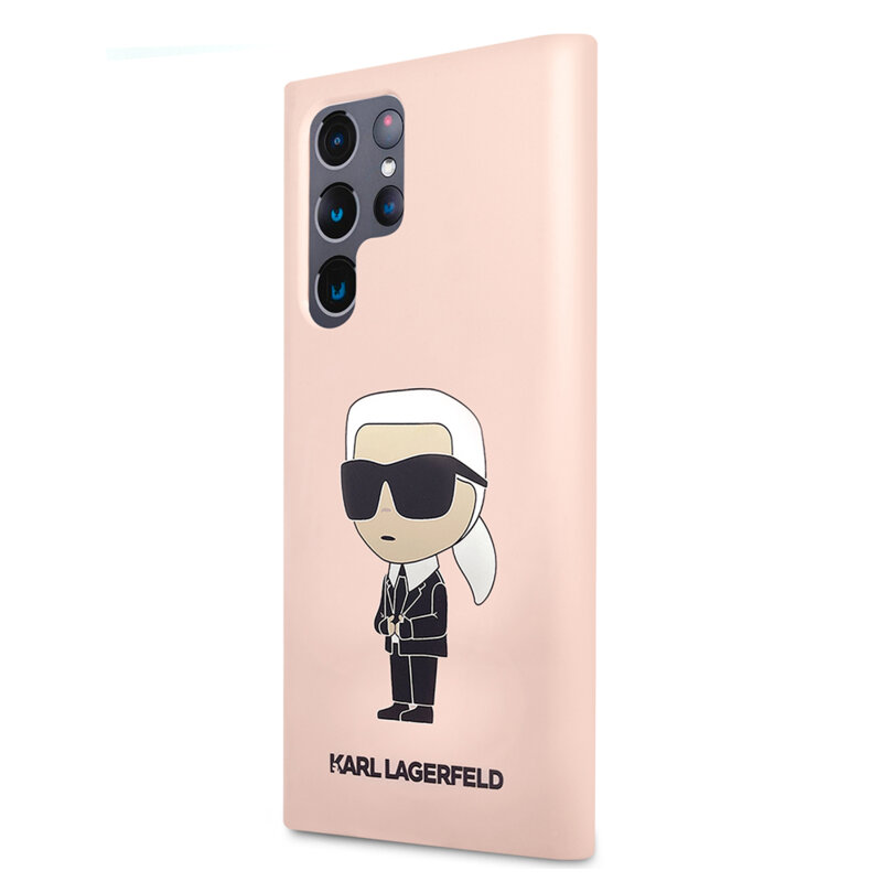Husa Karl Lagerfeld Samsung Galaxy S23 Ultra Silicone, Ikonik, roz, KLHCS23LSNIKBCP