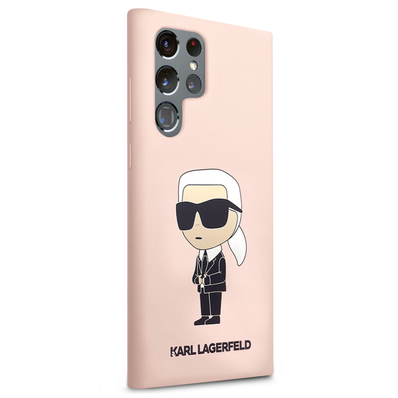 Husa Karl Lagerfeld Samsung Galaxy S23 Ultra Silicone, Ikonik, roz, KLHCS23LSNIKBCP