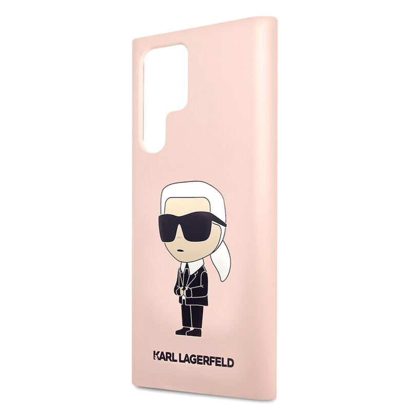 Husa Karl Lagerfeld Samsung Galaxy S23 Ultra Silicone, Ikonik, roz, KLHCS23LSNIKBCP