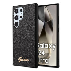 Husa Guess Glitter Script Samsung Galaxy S24 Ultra cu sclipici, negru, GUHCS24LHGGSHK