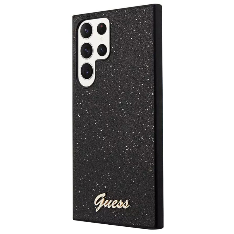 Husa Guess Glitter Script Samsung Galaxy S24 Ultra cu sclipici, negru, GUHCS24LHGGSHK
