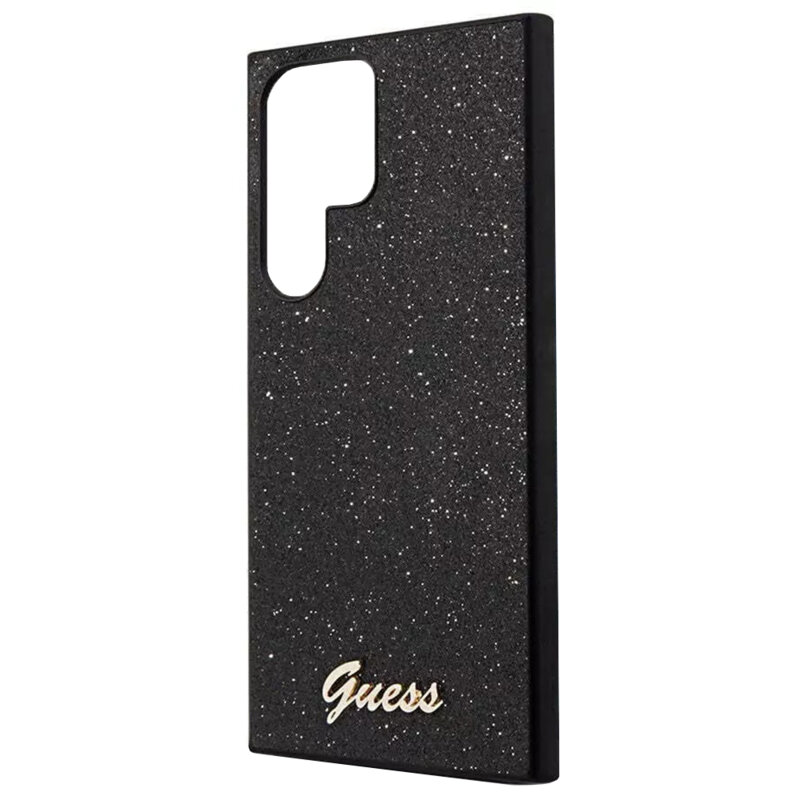 Husa Guess Glitter Script Samsung Galaxy S24 Ultra cu sclipici, negru, GUHCS24LHGGSHK