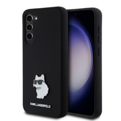 Husa Karl Lagerfeld Samsung Galaxy S23 Plus Silicone, Choupette Metal Pin, negru, KLHCS23MSMHCNPK
