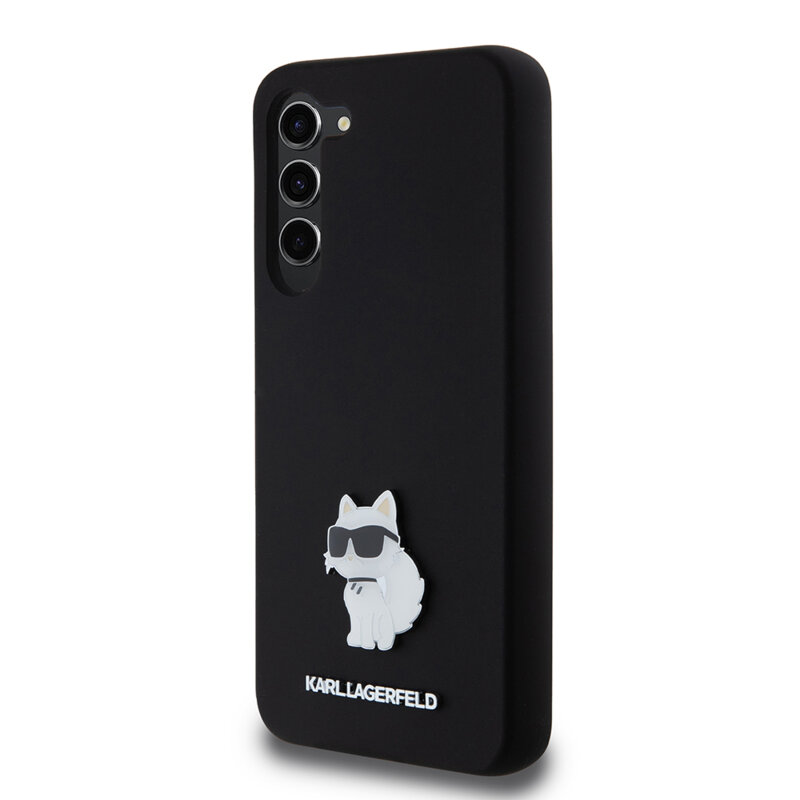 Husa Karl Lagerfeld Samsung Galaxy S23 Plus Silicone, Choupette Metal Pin, negru, KLHCS23MSMHCNPK