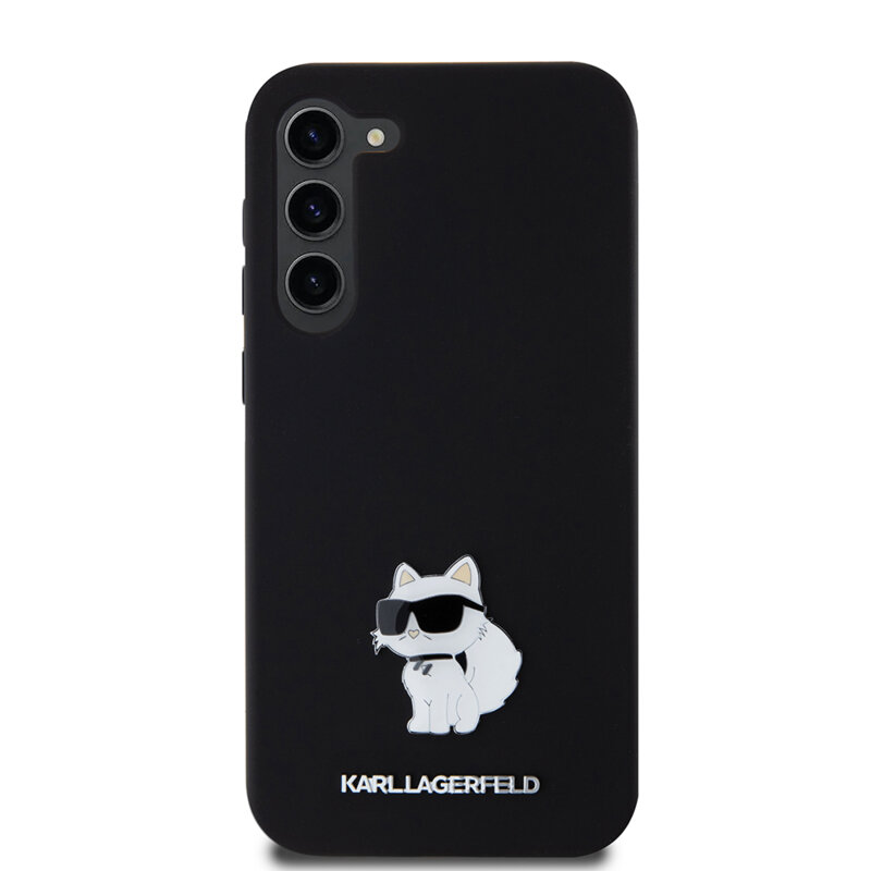 Husa Karl Lagerfeld Samsung Galaxy S23 Plus Silicone, Choupette Metal Pin, negru, KLHCS23MSMHCNPK