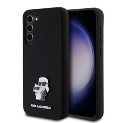 Husa Karl Lagerfeld Samsung Galaxy S23 Plus Silicone, Karl&Choupette Metal Pin, negru, KLHCS23MSMHKCNPK