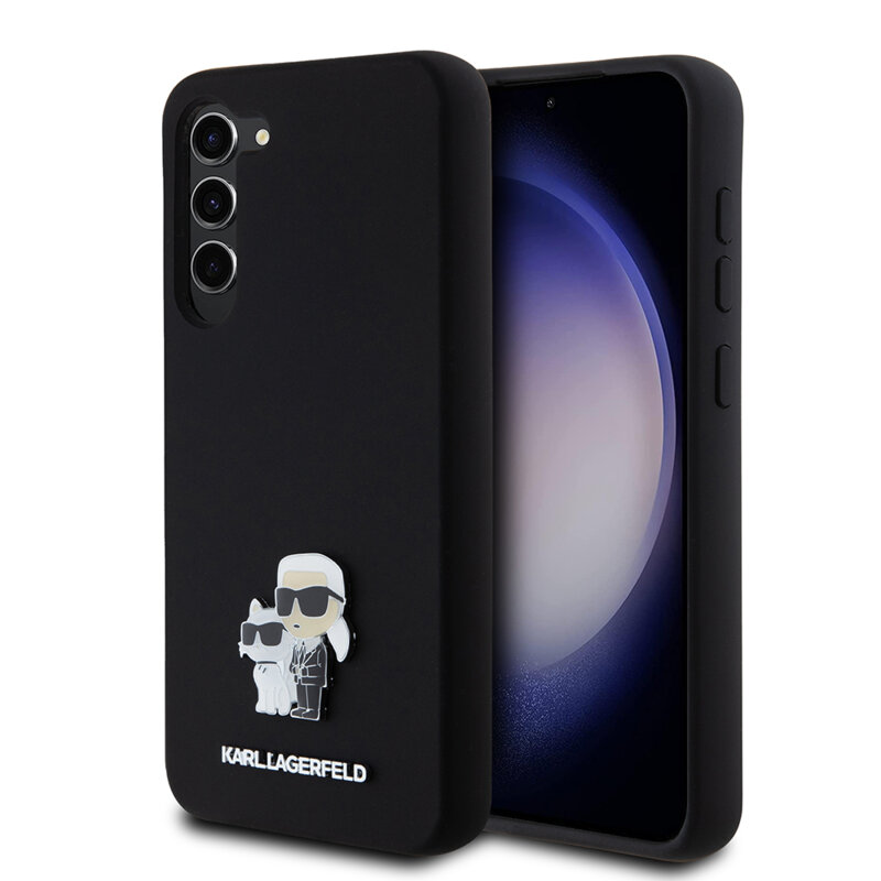 Husa Karl Lagerfeld Samsung Galaxy S23 Plus Silicone, Karl&Choupette Metal Pin, negru, KLHCS23MSMHKCNPK