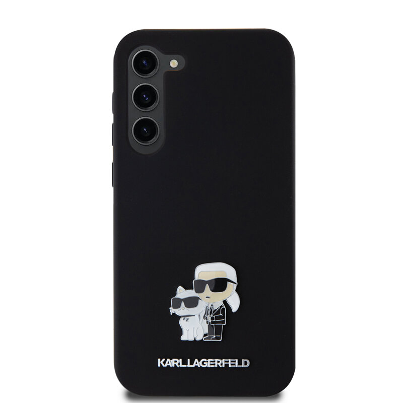 Husa Karl Lagerfeld Samsung Galaxy S23 Plus Silicone, Karl&Choupette Metal Pin, negru, KLHCS23MSMHKCNPK