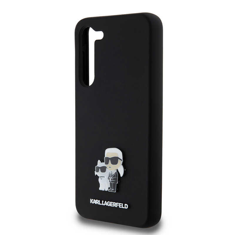 Husa Karl Lagerfeld Samsung Galaxy S23 Plus Silicone, Karl&Choupette Metal Pin, negru, KLHCS23MSMHKCNPK