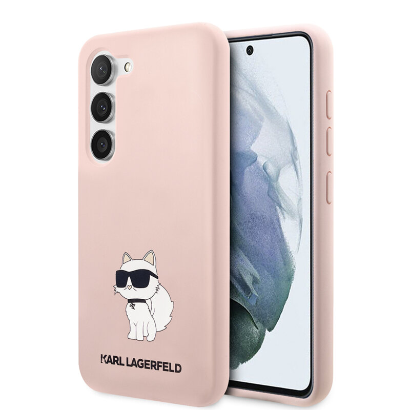 Husa Karl Lagerfeld Samsung Galaxy S23 Plus Silicone, Choupette, roz, KLHCS23MSNCHBCP