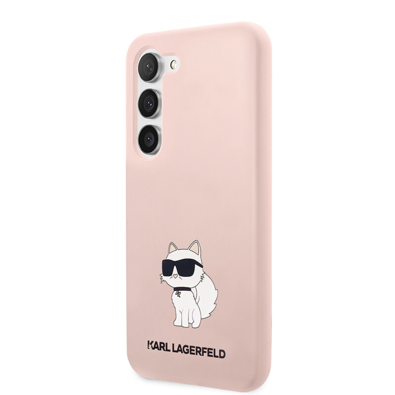 Husa Karl Lagerfeld Samsung Galaxy S23 Plus Silicone, Choupette, roz, KLHCS23MSNCHBCP