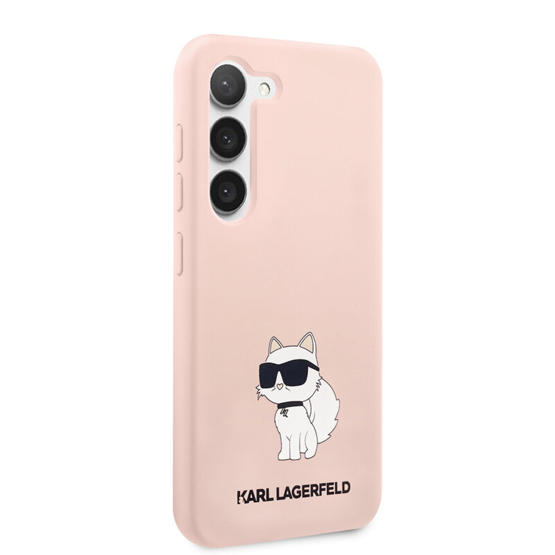 Husa Karl Lagerfeld Samsung Galaxy S23 Plus Silicone, Choupette, roz, KLHCS23MSNCHBCP