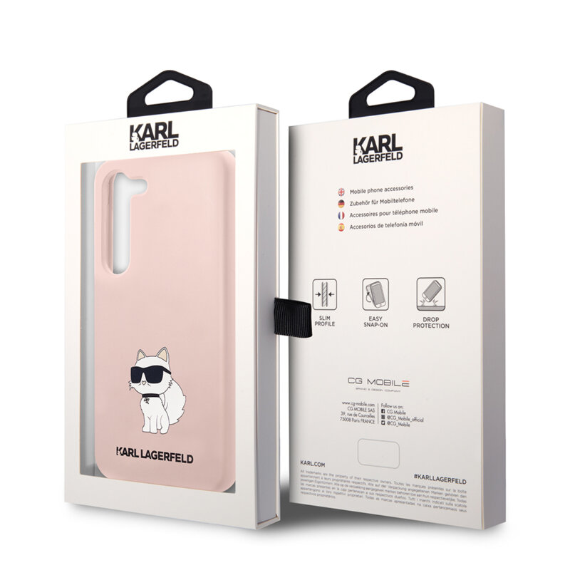 Husa Karl Lagerfeld Samsung Galaxy S23 Plus Silicone, Choupette, roz, KLHCS23MSNCHBCP