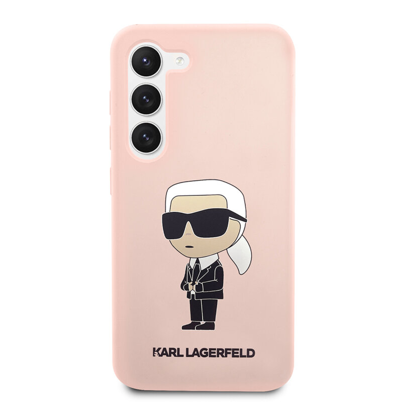 Husa Karl Lagerfeld Samsung Galaxy S23 Plus Silicone, Ikonik, roz, KLHCS23MSNIKBCP