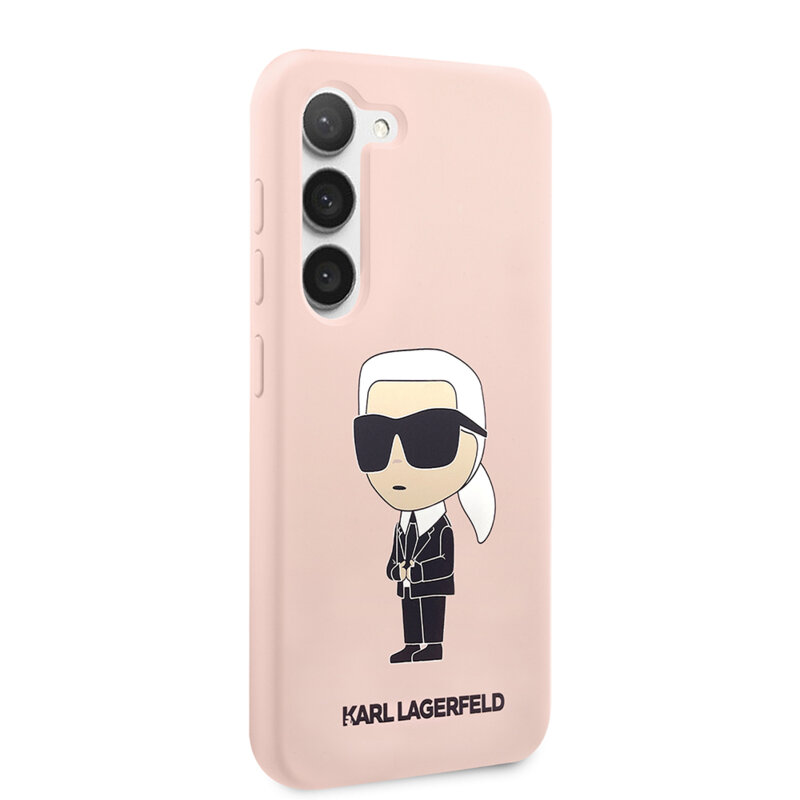Husa Karl Lagerfeld Samsung Galaxy S23 Plus Silicone, Ikonik, roz, KLHCS23MSNIKBCP