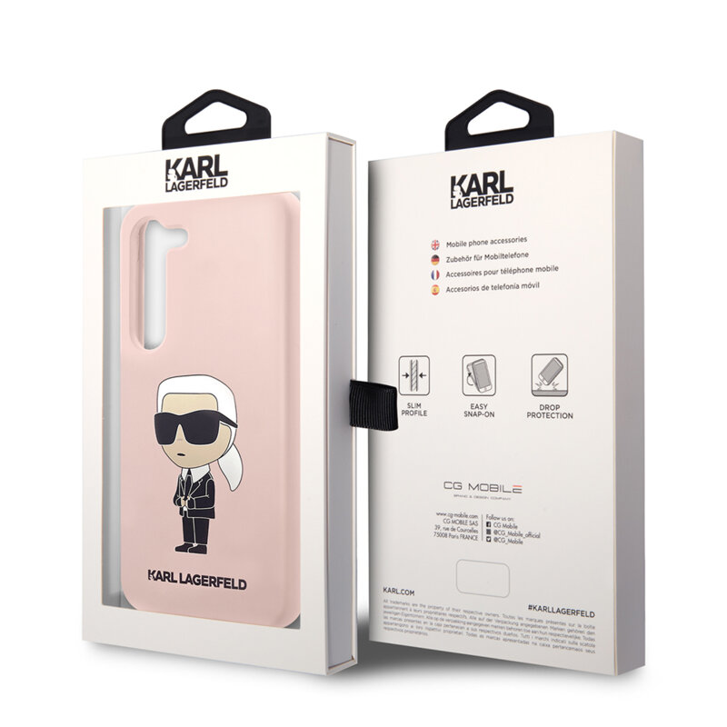 Husa Karl Lagerfeld Samsung Galaxy S23 Plus Silicone, Ikonik, roz, KLHCS23MSNIKBCP
