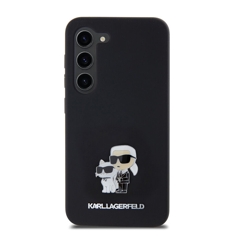 Husa Karl Lagerfeld Samsung Galaxy S23 Silicone, Karl&Choupette Metal Pin, negru, KLHCS23SSMHKCNPK