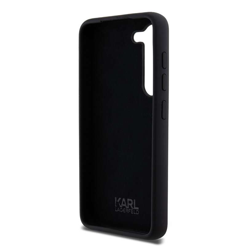 Husa Karl Lagerfeld Samsung Galaxy S23 Silicone, Karl&Choupette Metal Pin, negru, KLHCS23SSMHKCNPK