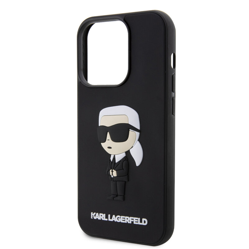 Husa originala iPhone 14 Pro Karl Lagerfeld 3D Design, Rubber Ikonik, KLHCP14L3DRKINK