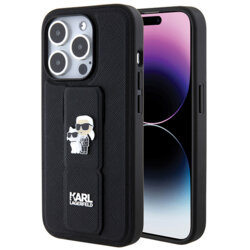 Husa originala iPhone 14 Pro Karl Lagerfeld Saffiano Gripstand, Karl&Choupette, KLHCP14LGSAKCPK