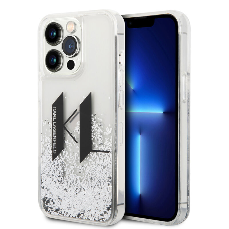 Husa Karl Lagerfeld iPhone 14 Pro Hardcase Liquid Glitter, Big KL, KLHCP14LLBKLCS