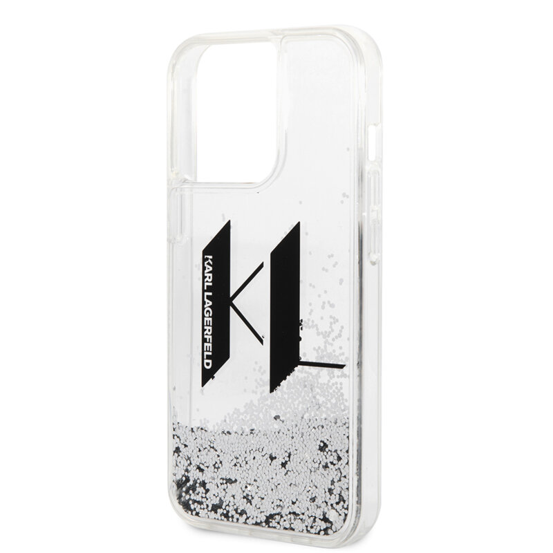 Husa Karl Lagerfeld iPhone 14 Pro Hardcase Liquid Glitter, Big KL, KLHCP14LLBKLCS