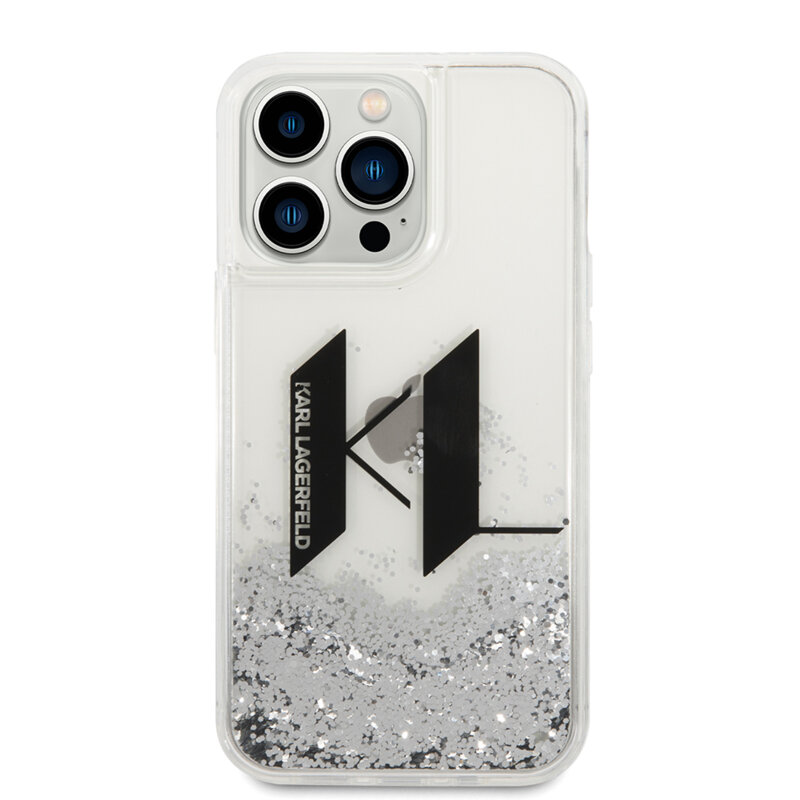 Husa Karl Lagerfeld iPhone 14 Pro Hardcase Liquid Glitter, Big KL, KLHCP14LLBKLCS