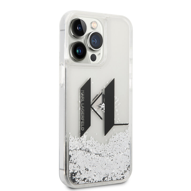 Husa Karl Lagerfeld iPhone 14 Pro Hardcase Liquid Glitter, Big KL, KLHCP14LLBKLCS