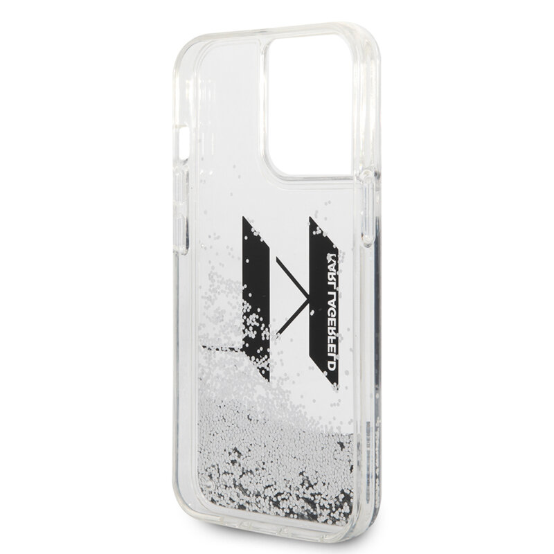 Husa Karl Lagerfeld iPhone 14 Pro Hardcase Liquid Glitter, Big KL, KLHCP14LLBKLCS