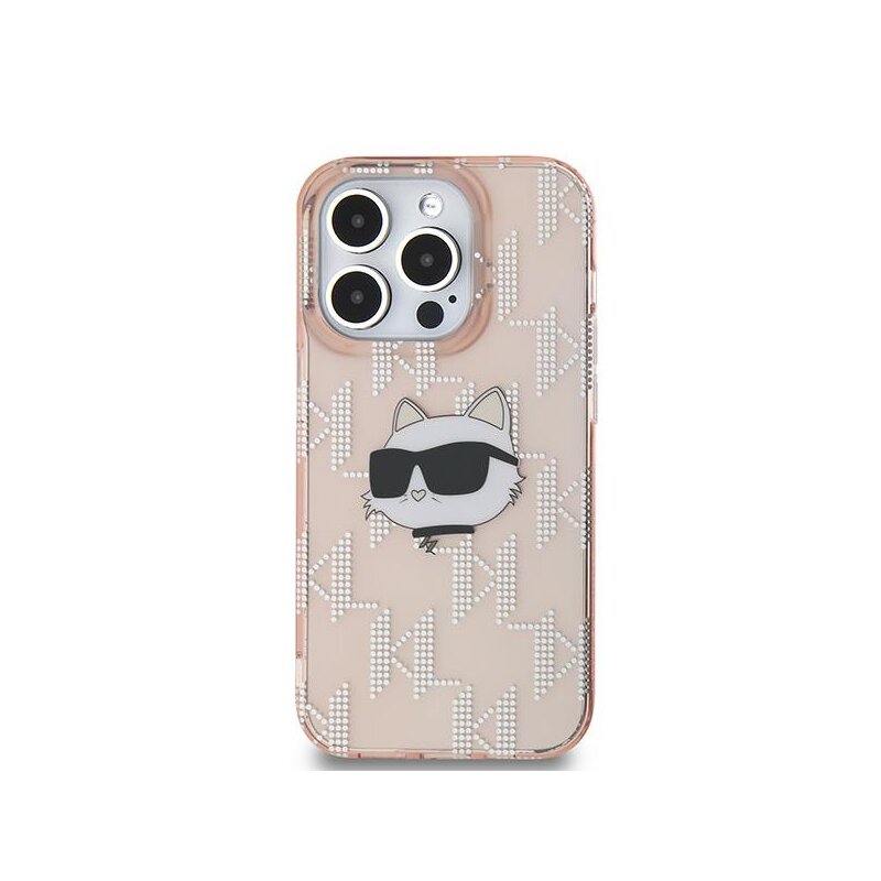 Husa iPhone 14 Pro Karl Lagerfeld IML Luxury, Choupette Head&Monogram, roz, KLHCP14LHKLPCHP